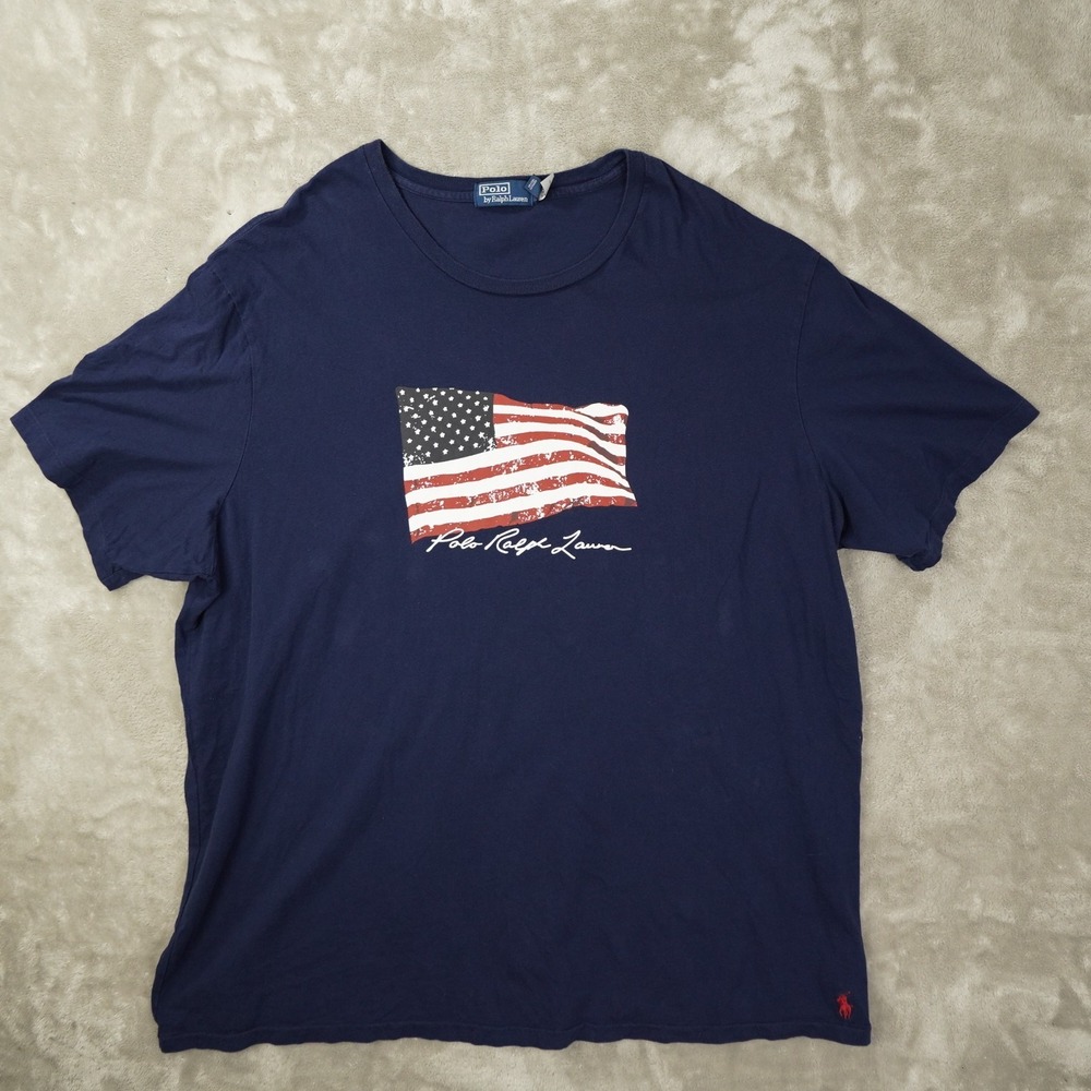 Polo Ralph Lauren American Flag T Shirt Men's 3XLT Navy Blue USA Preppy American